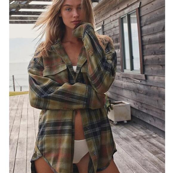 Free People Tops - Free People Izzy Olive Combo Shirt/Shacket XS/SM/MD NWT